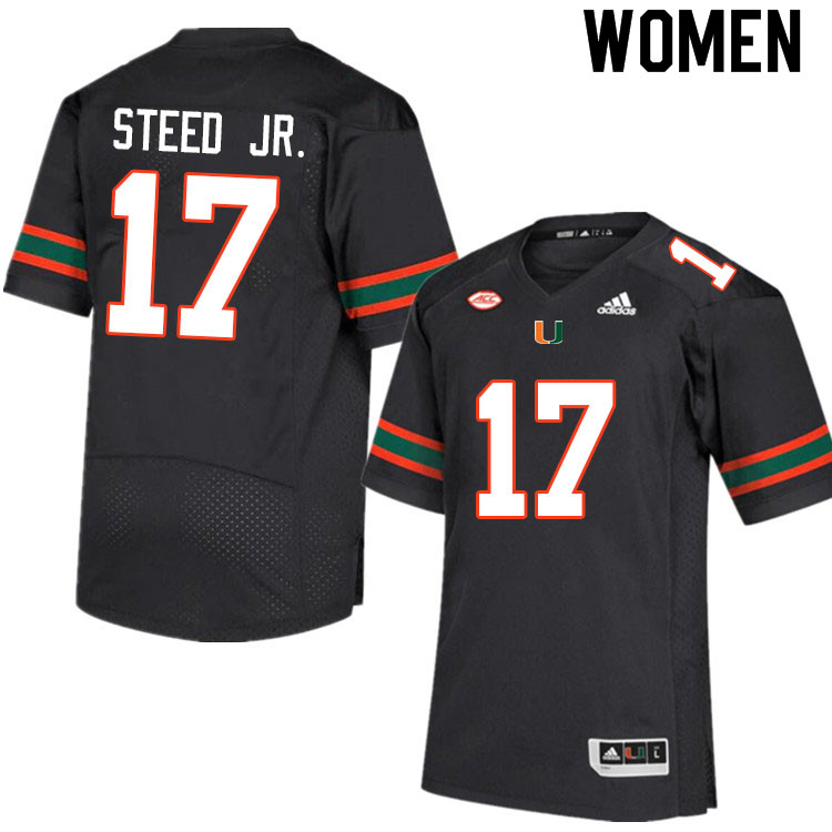 Women #17 Waynmon Steed Jr. Miami Hurricanes College Football Jerseys Sale-Black